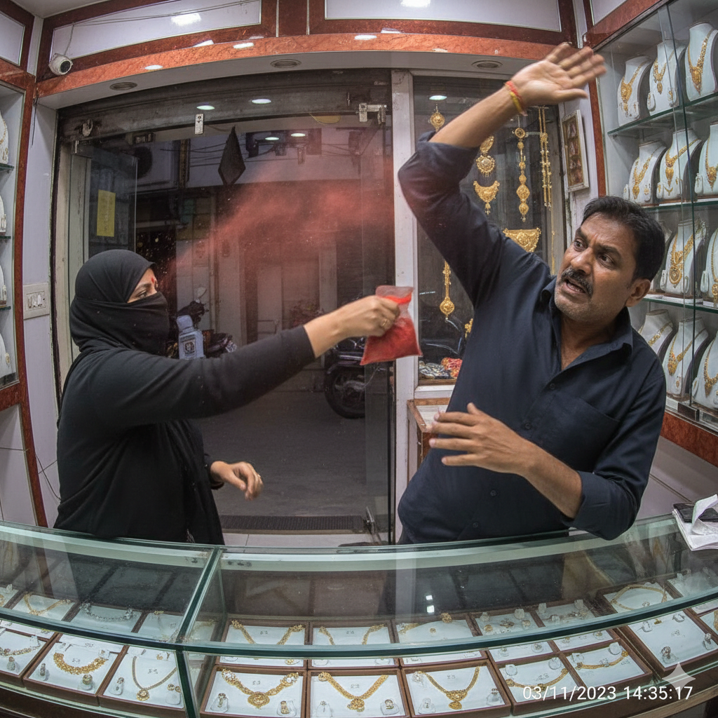 An attempted robbery at a jewellery store in Ahmedabad