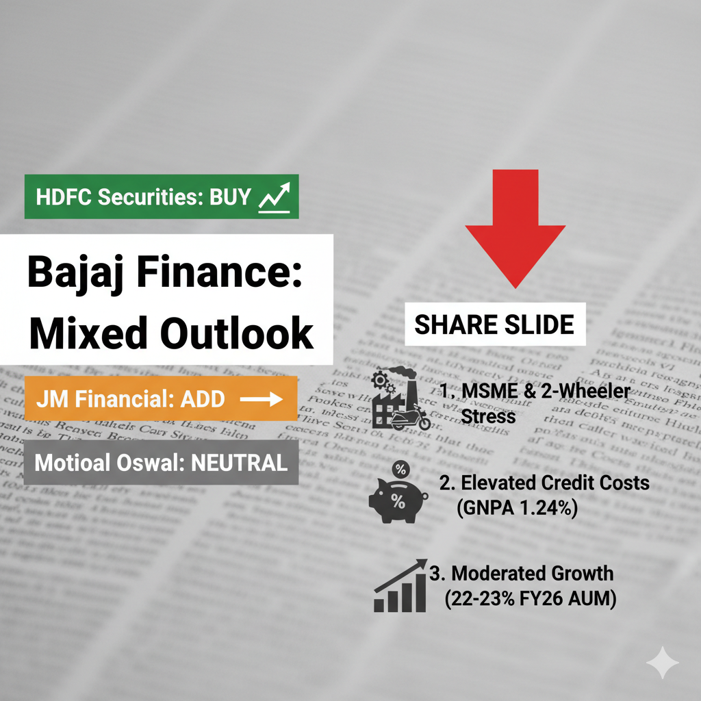 Bajaj Finance shares is divided among brokerages, ranging from Buy to Neutral/Add.