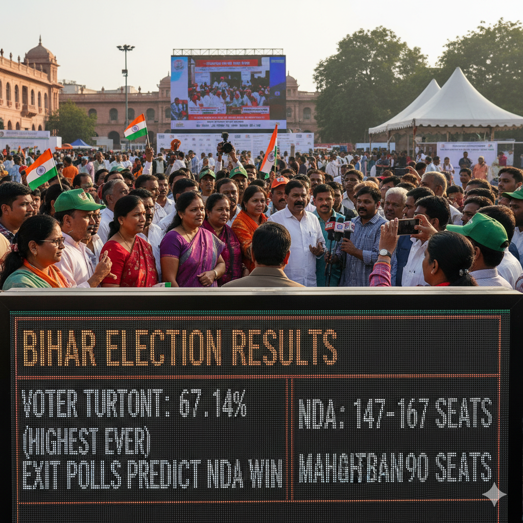 Bihar Election Records Highest-Ever Turnout; Exit Polls Predict Decisive Victory for NDA