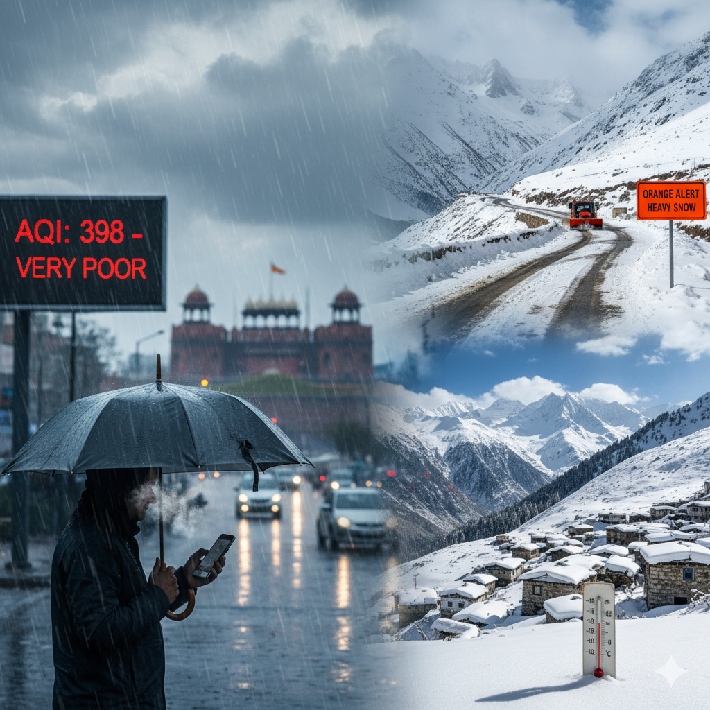 Intense Winter Weather Grips North India: From Capital Rains to Himalayan Snow