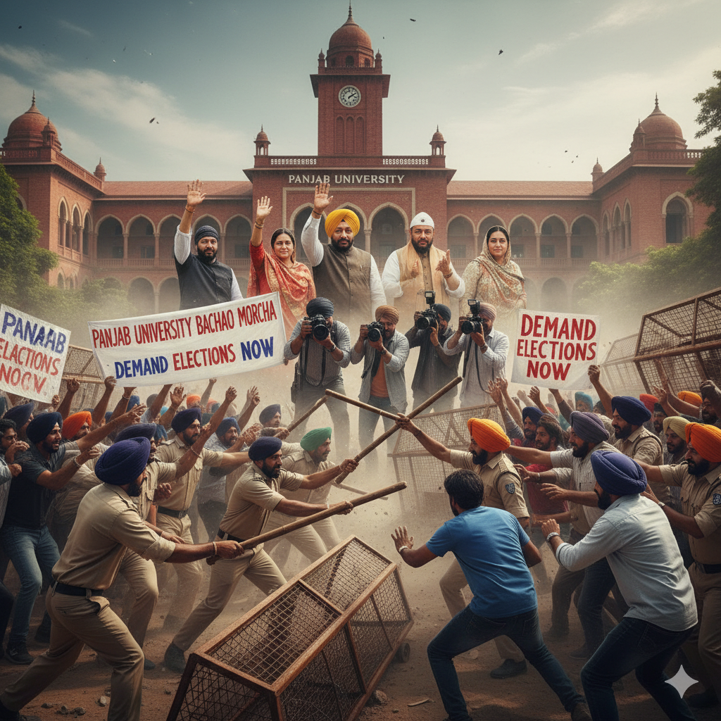 Police Use Force to Disperse Protesters Demanding Senate Elections at Panjab University