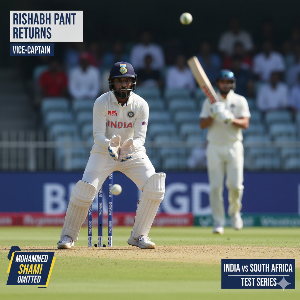 Rishabh Pant Named Vice-Captain in India’s Test Squad for South Africa Series; Mohammed Shami Excluded