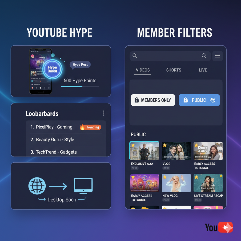 YouTube Introduces ‘Hype’ Amplification Posts and Dedicated Filters for Member-Exclusive Content